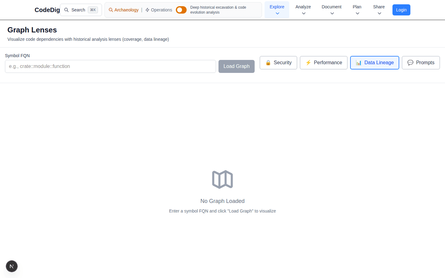 Graph Lenses with dependency visualization and analysis filters